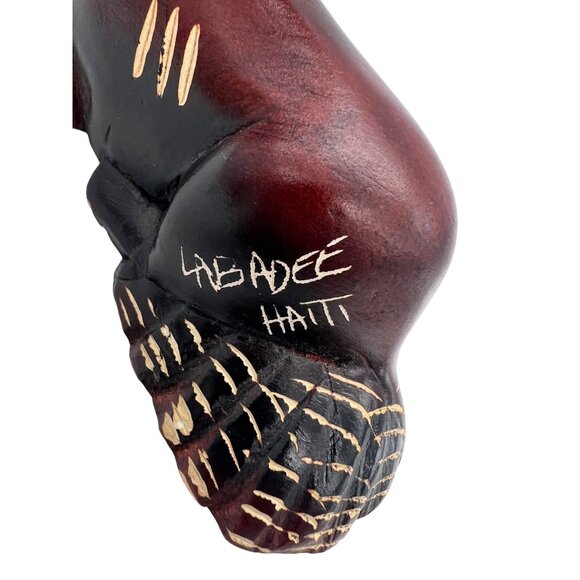 Vintage Labadee Haiti Hand Carved Hardwood Dog Animal Figurine 5.5" Folk Art - Picture 3 of 6